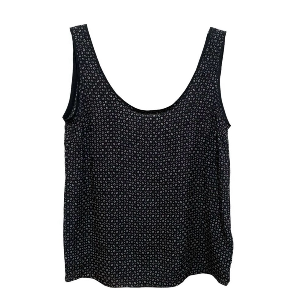 MASSIMO DUTTI Calidad Top Blouse Tank Silk Tiny Floral Print Black US 8 / EUR 40